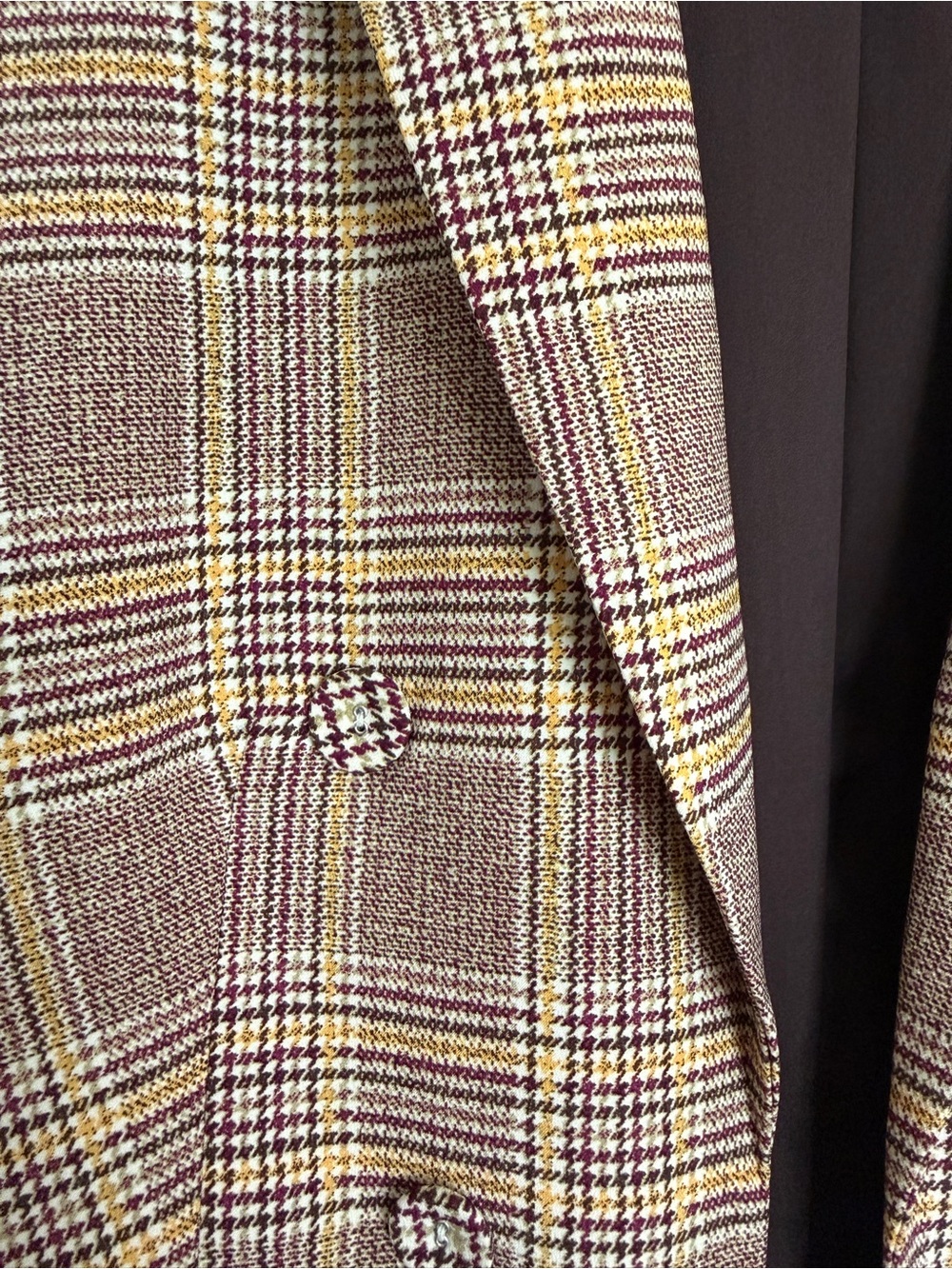 Vince Camuto Plaid Long Blazer Jacket - Brown and Yellow - Picture 3 of 5